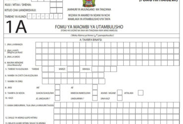 Fomu ya Maombi ya NIDA 1A pdf Download Fomu ya NIDA