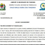 Nafasi Mpya za Kazi Chuo Kikuu Huria Cha Tanzania Agosti 2024