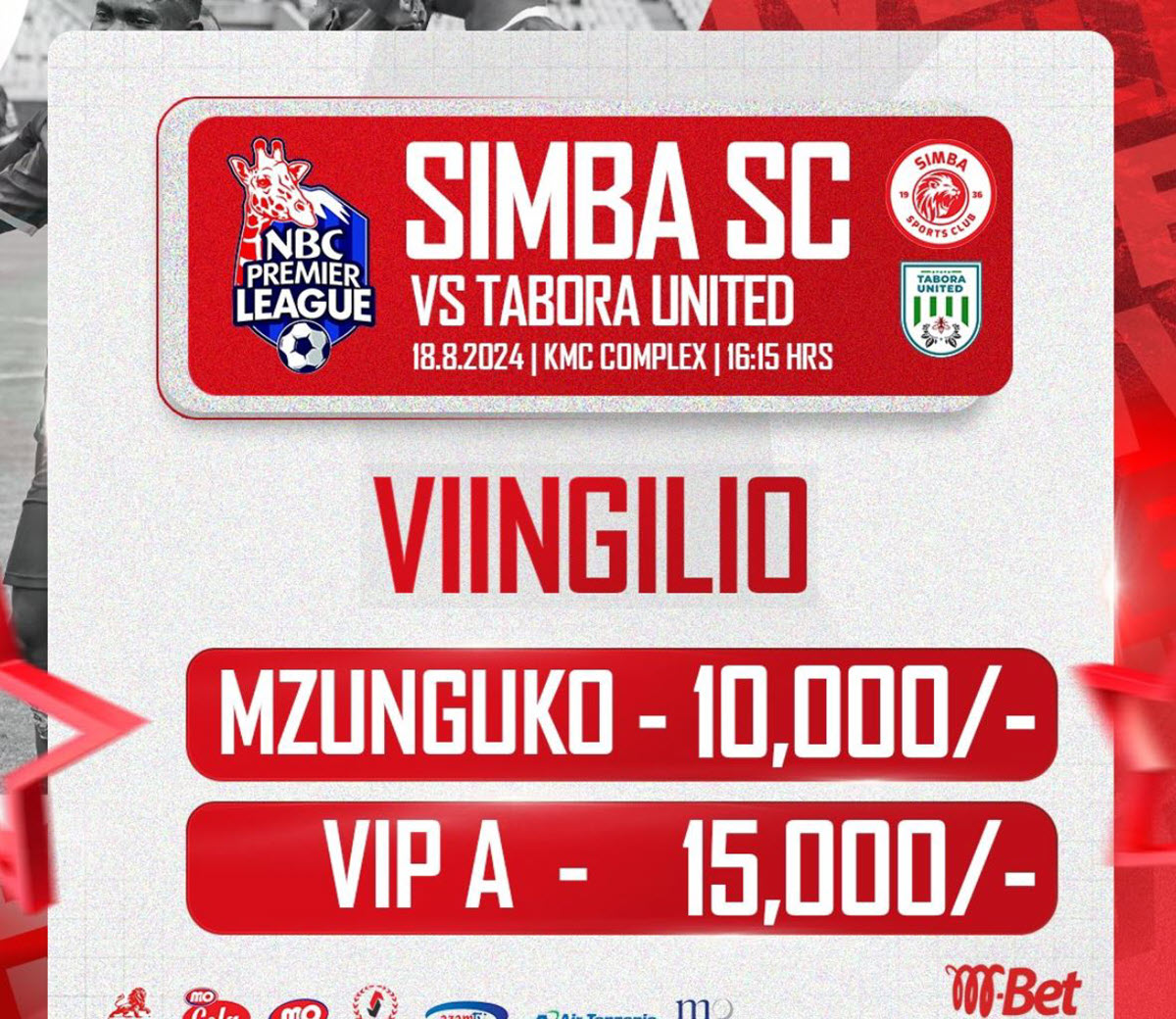 Viingilio Mechi ya Simba Vs Tabora United