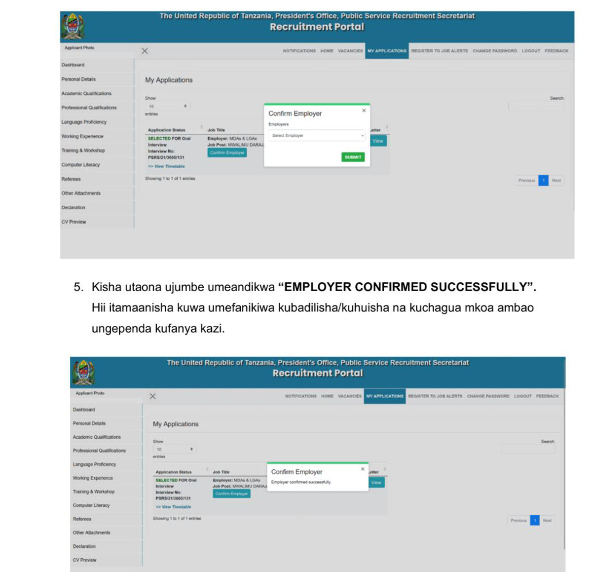 Hatua za Kufanya Uhuishaji wa Taarifa Ajira Portal