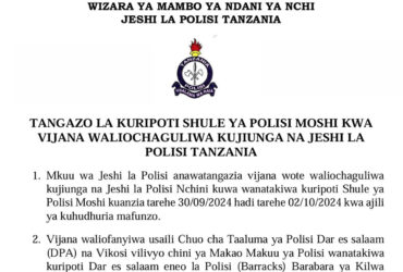 Majina ya Waliochaguliwa Kujiunga na Jeshi la Polisi 2024