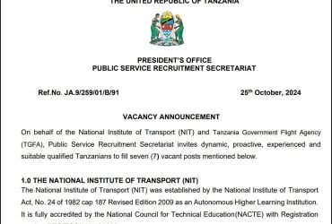 Nafasi Mpya Za Kazi TGFA Tanzania Government Flight Agency