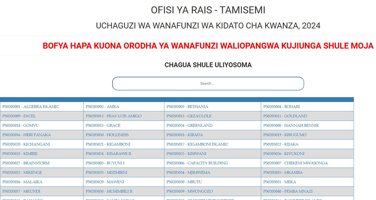 Majina ya Wanafunzi na Shule Walizopangiwa Kidato cha Kwanza 2025