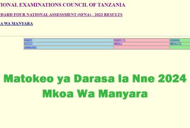 Matokeo ya Darasa la Nne 2024 Mkoa Wa Manyara