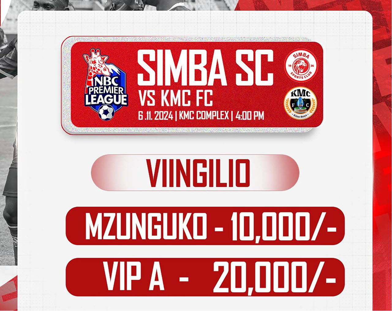 Viingilio Mechi ya Simba VS KMC leo 06