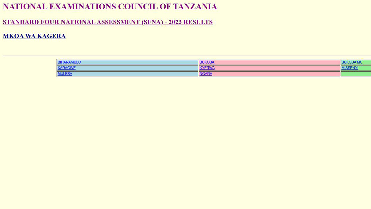 Matokeo ya Darasa la Nne 2024 Mkoa wa Kagera