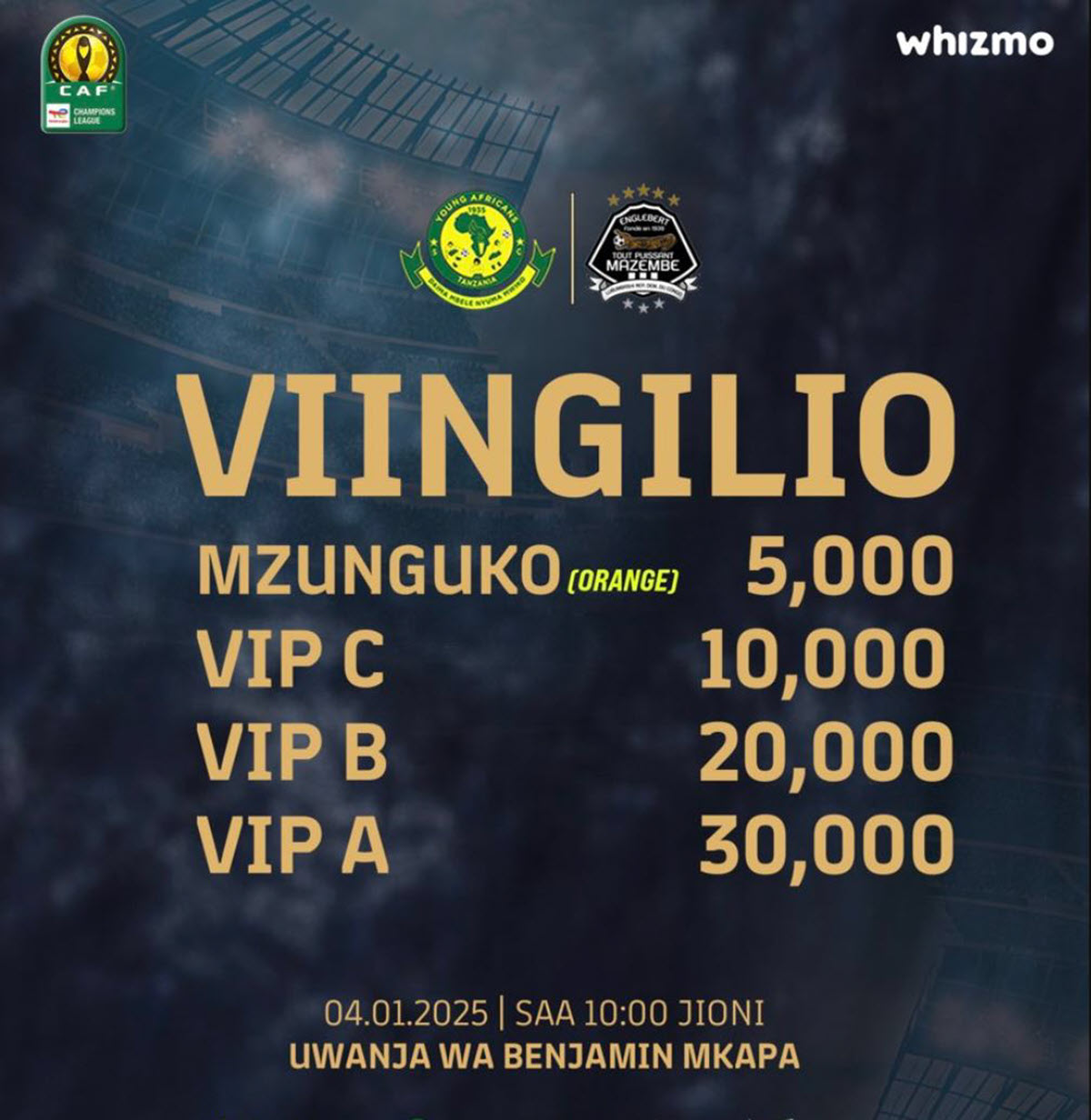 Viingilio Mechi ya Yanga VS TP Mazembe