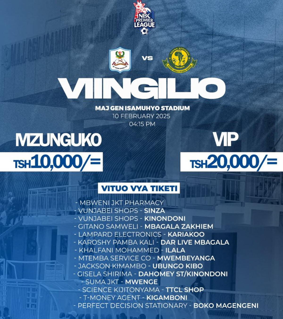 Viingilio Mechi ya JKT Tanzania Vs Yanga Leo