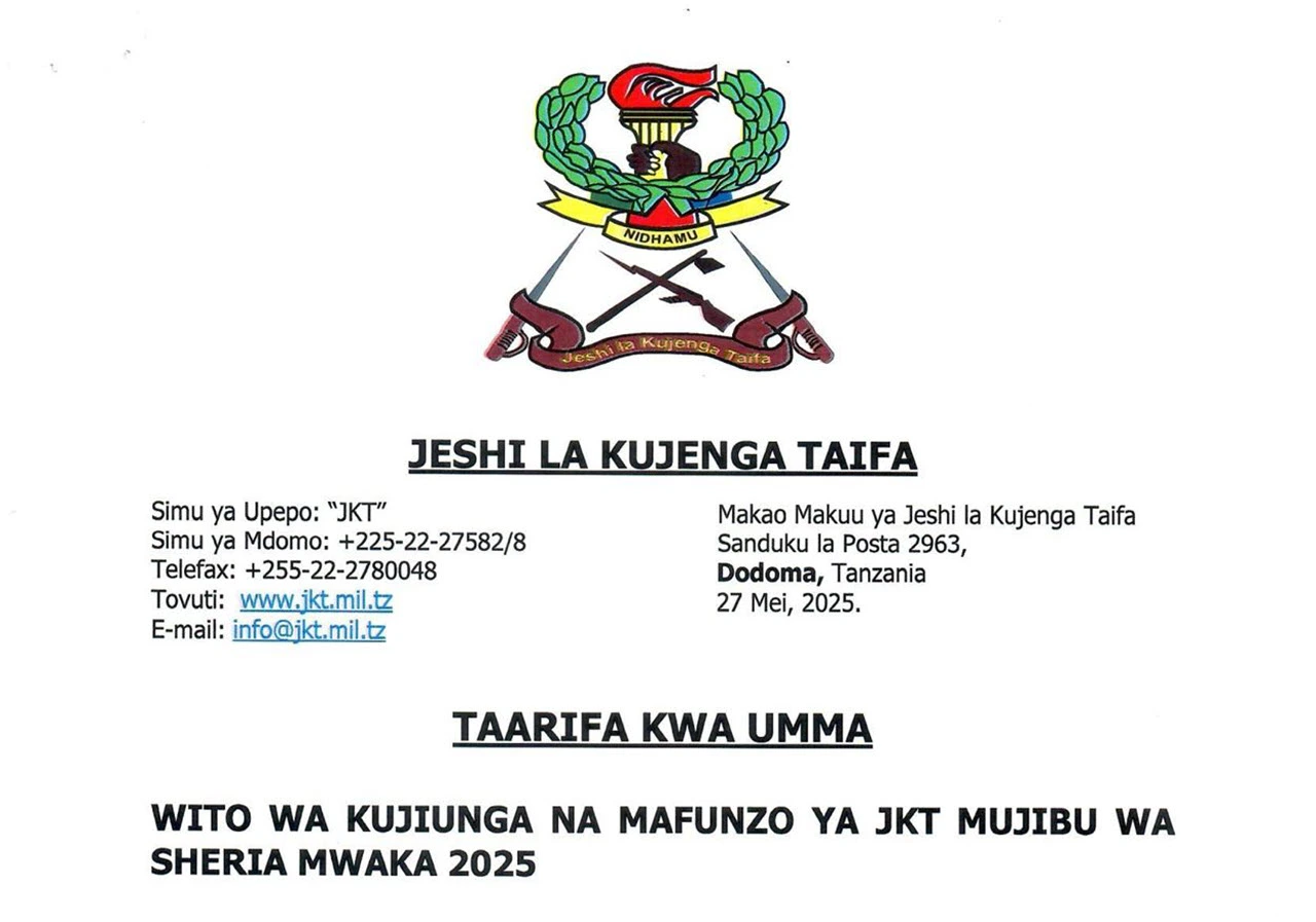 Majina ya Waliochaguliwa JKT 2025 Mujibu wa Sheria