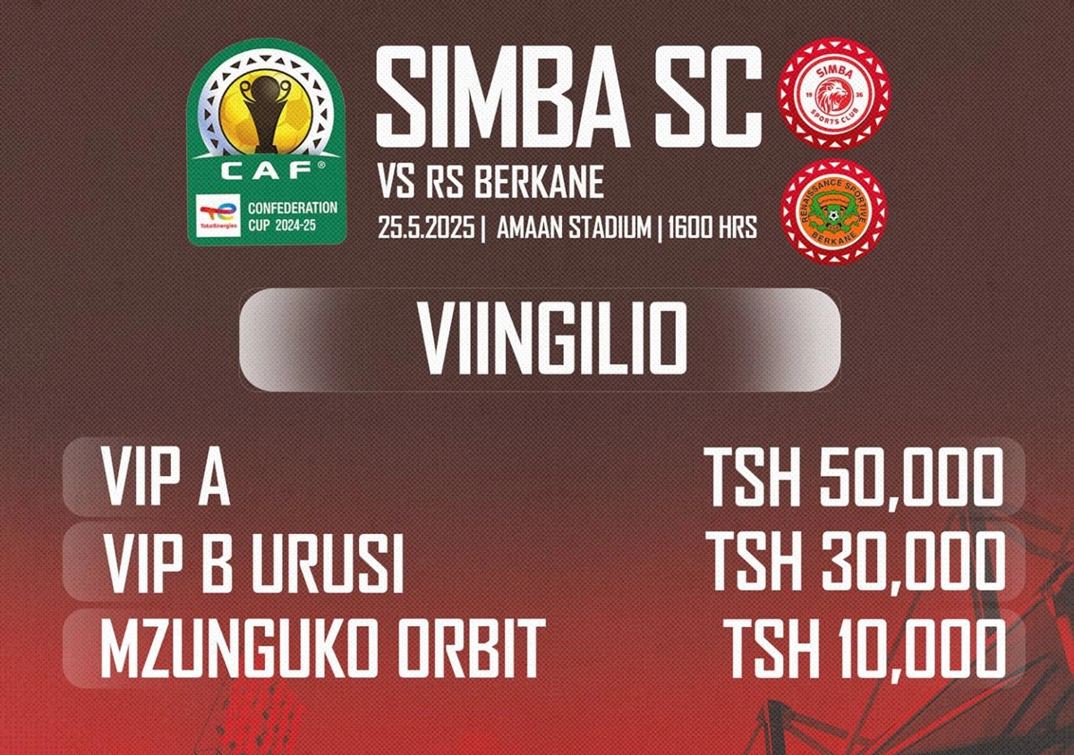 Viingilio Mechi ya Marudiano Simba Vs RS Berkane 25/05/2025