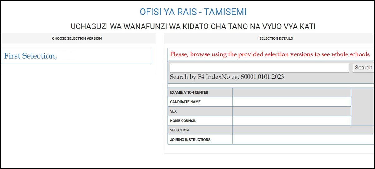 Waliochaguliwa Kidato Cha Tano na Vyuo vya Kati 2025 (Tamisemi Selection)