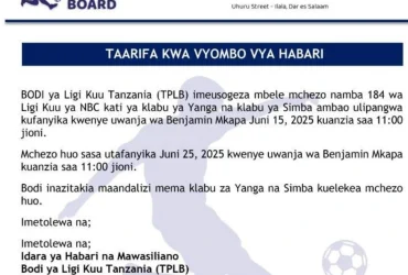 Mechi Ya Watani Wa Jadi Yanga VS Simba Yasukumwa Mbele Hadi Juni 25