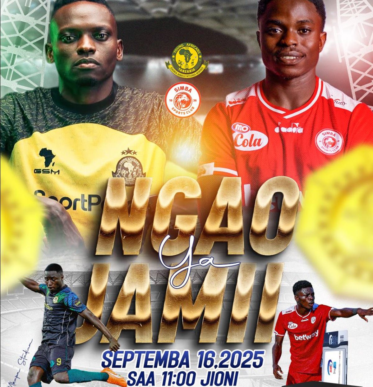 Kikosi cha Yanga vs Simba Leo 16/09/2025 Fainali Ngao ya Jamii