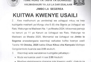 Majina ya Usaili Kusimamia Uchaguzi 2025 Segerea