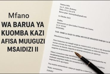 Mfano Wa Barua Ya Kuomba Kazi Afisa Muuguzi Msaidizi II