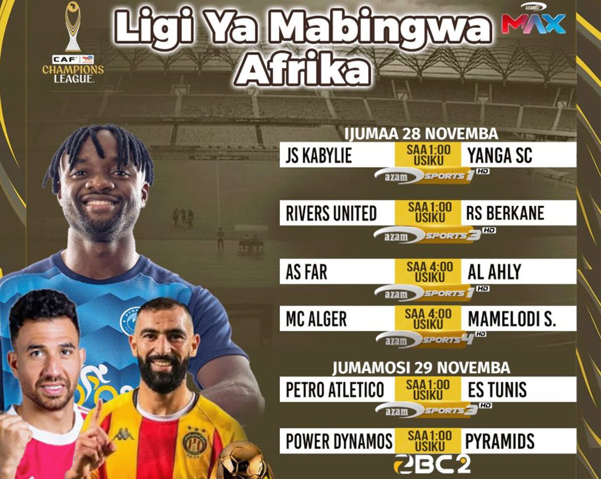 LIGI YA MABINGWA AFRIKA – Ratiba ya Mechi za CAF Leo 28/11/2025