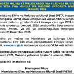 Majina ya Waliochaguliwa Kujiunga na Vyuo vya VETA 2026