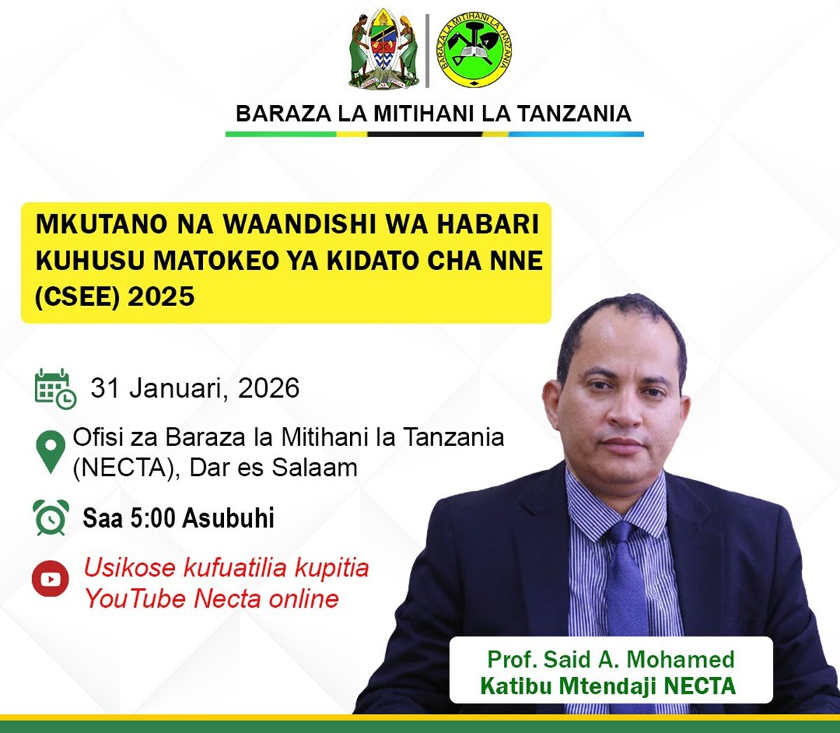 MATOKEO YA MTIHANI WA KIDATO CHA NNE CSEE 2025
