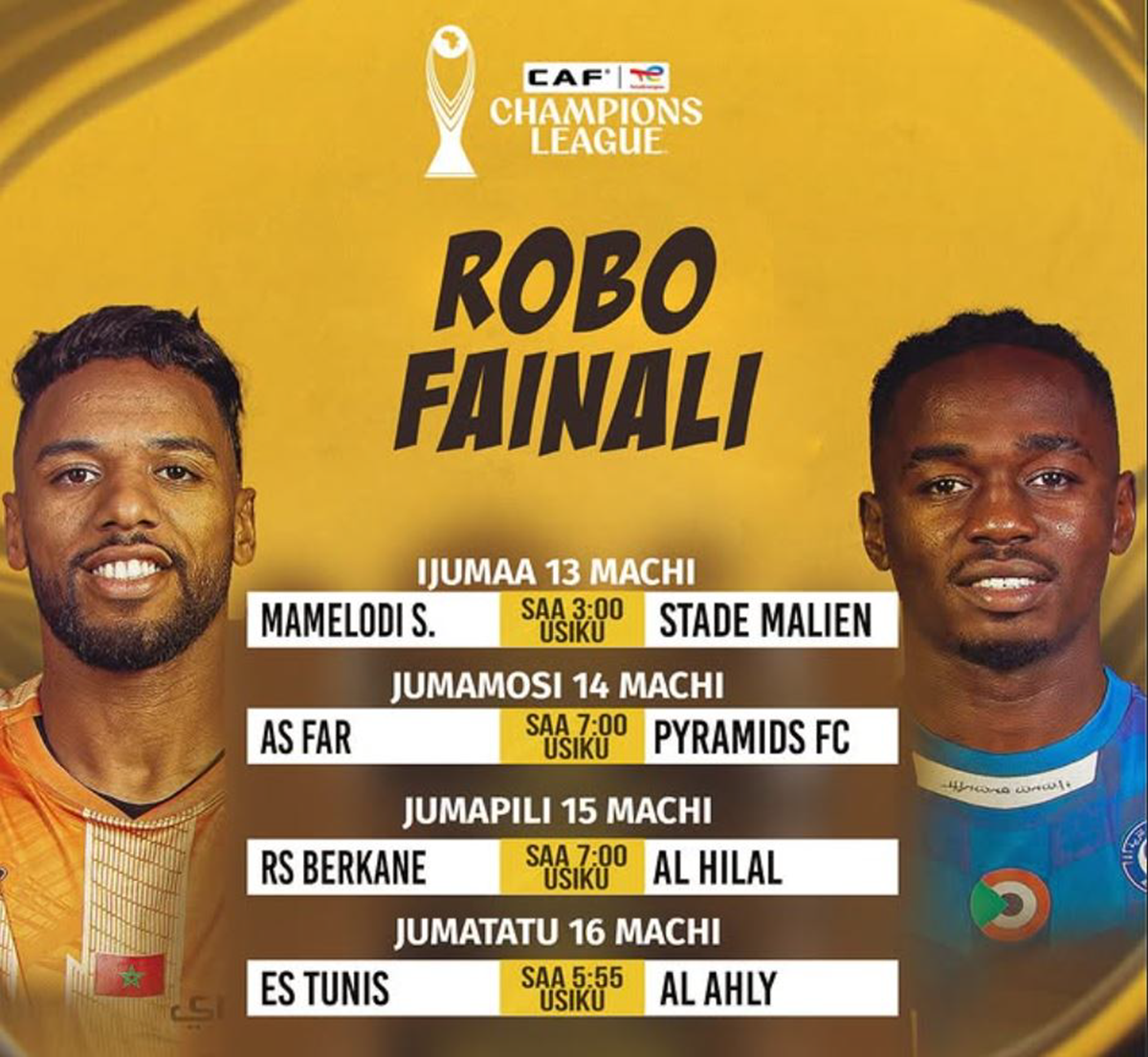 Ratiba ya Mechi za Robo Fainali CAF Champions League Wikiendi Hii