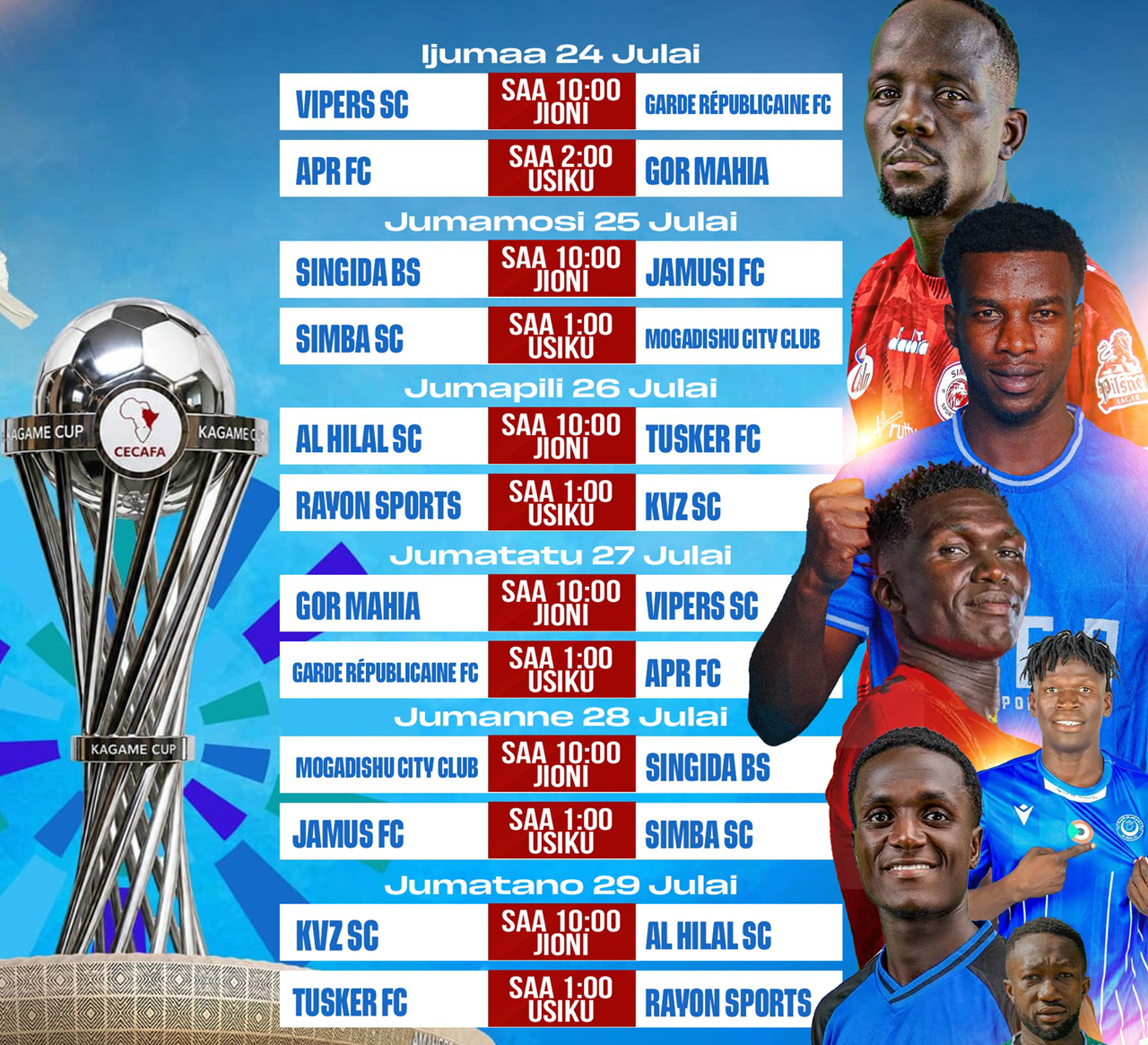 Ratiba ya CECAFA KAGAME CUP 2026